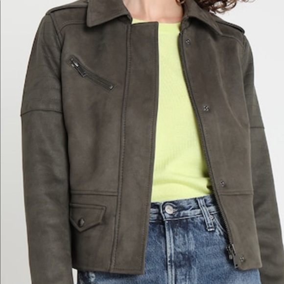 Olive biker moto jacket - S - EUC - Picture 2 of 8